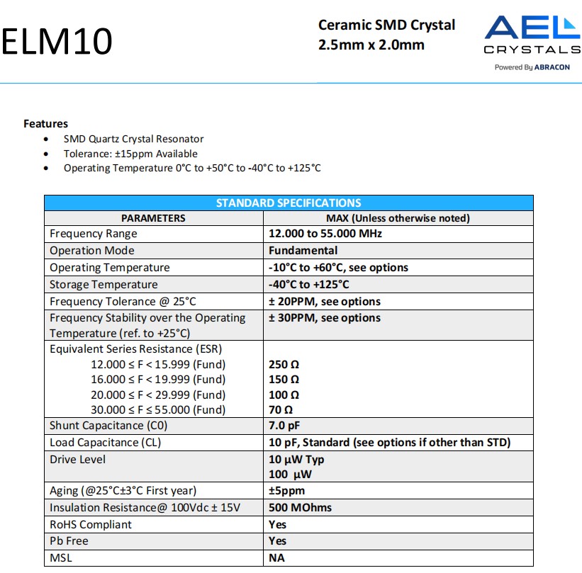 ELM10規格